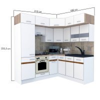 Bucatarie de Colt BIG GENA NEW ST. 180-210, Wenge / Decor 8508